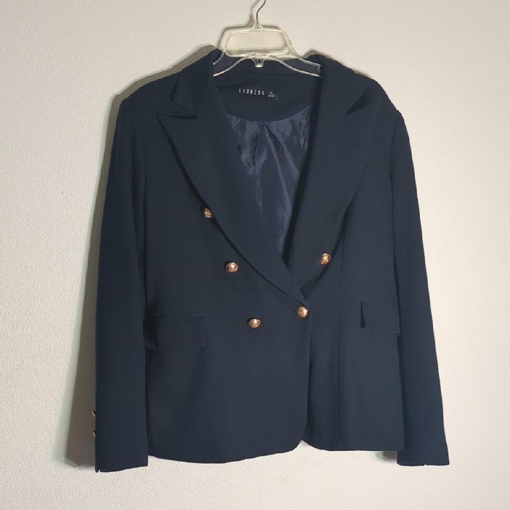 Lioness Womens Double Breasted Blazer Palermo Navy Blue Business Casual Size XL
